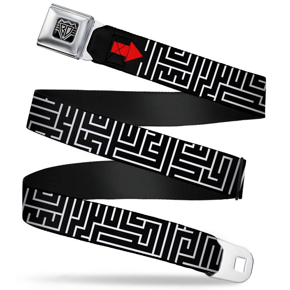 2059 Unisex-Adult's Seatbelt Belt Maze Regular, Black/White/red, 1.5"